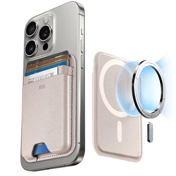ESR Slim Magnetic Wallet Compatible with iPhone 12-17 Series & Select Samsung, 5-Card RFID-Blocking Holder with Magnetic Sticker, Desert Titanium