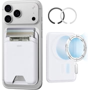 ESR Slim Magnetic Wallet Compatible with iPhone 12-17 Series & Select Samsung, 5-Card RFID-Blocking Holder with Magnetic Sticker, White