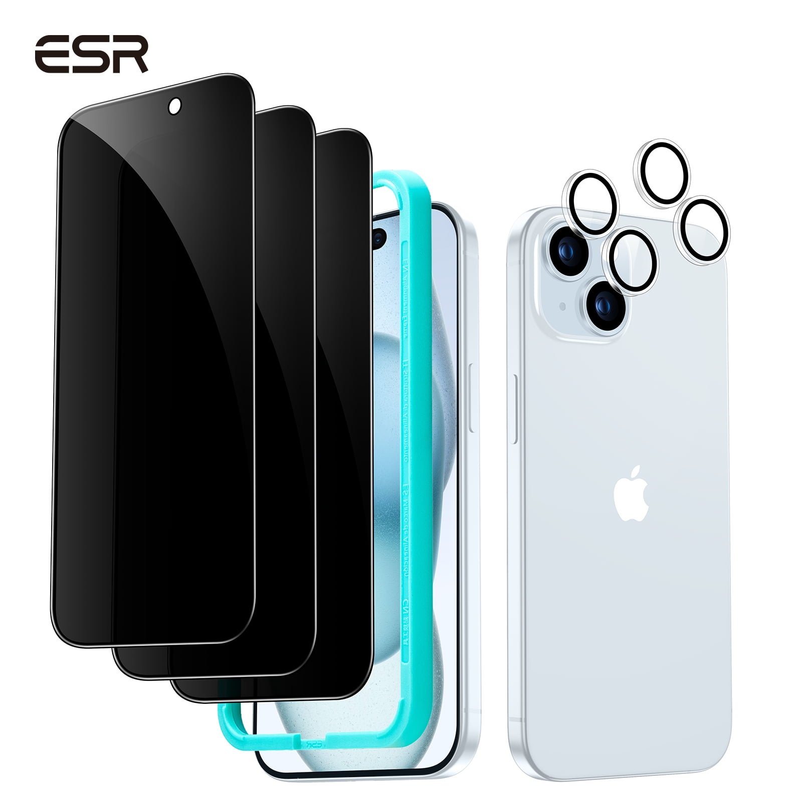 ESR for iPhone 15 Pro Max Screen Protector Set, 3 Tempered-Glass