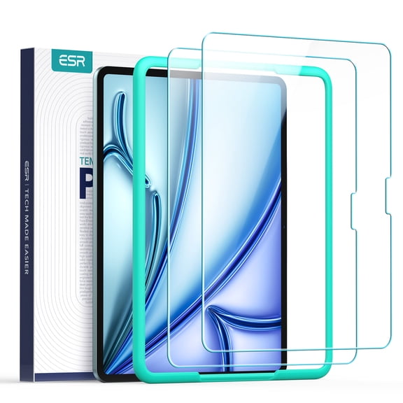 ESR 2-Pack Screen Protector Compatible with iPad Air 11 Inch M4/M3/M2 (2026-2024), 9H Tempered Glass with Alignment Frame, Anti-Scratch & HD Clarity, Bubble-Free & Pencil Support