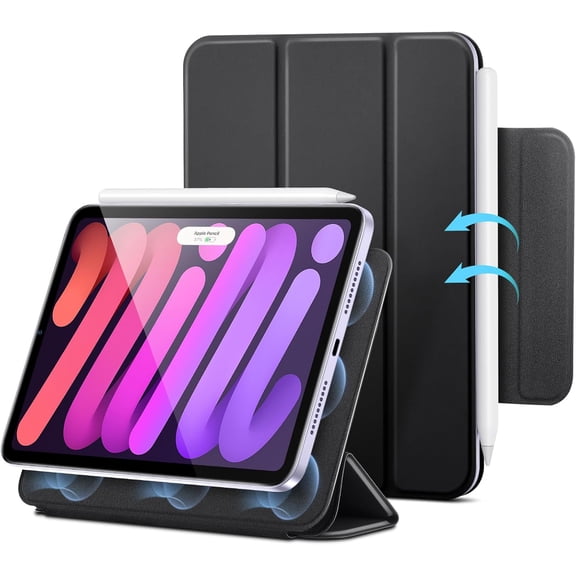 ESR Trifold Case Compatible with iPad mini 7th Gen (A17 Pro, 2024) & 6th Gen (2021), Slim Two-Way Stand with Magnetic Attachment, Auto Wake/Sleep & Durable Protection, Black