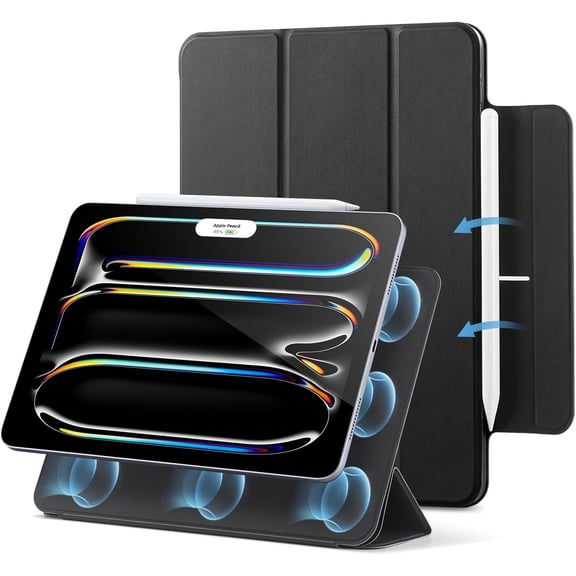 ESR Powerful Magnetic Case Compatible with iPad Pro 11 Inch Case (M5/M4) 2025/2024, Trifold Stand with Auto Wake/Sleep, Supports Pencil Pro & USB-C, Black