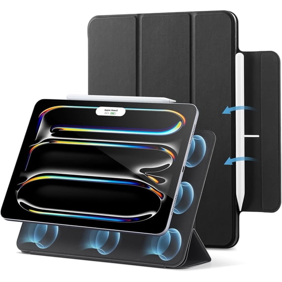 ESR Powerful Magnetic Case Compatible with iPad Pro 13 Inch M5/M4 (2025-2024), Trifold Stand with Auto Wake/Sleep, Supports Pencil Pro & USB-C, Black