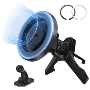 ESR Magnetic Car Mount Compatible with iPhone 17e/17/16/15/14/13/12 & Samsung, All Smartphones, Air Vent Phone Holder with 2 Metal Rings, Charging Not Supported