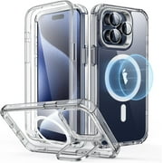 ESR for iPhone 15 Pro Max Case, 2-Part Tough Full-Body Shockproof MagSafe Stash Stand (HaloLock), Exceeds Military-Grade Protection, Clear