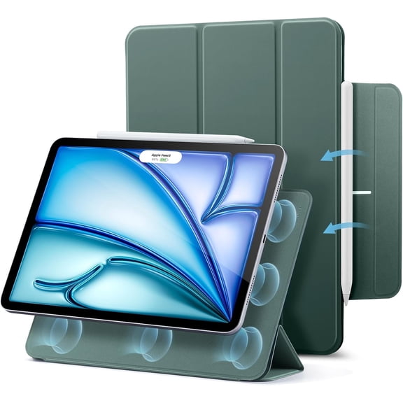 ESR Trifold Case Compatible with iPad Air 11" M4/M3/M2 (2026-2024) & Air 5th/4th Gen (2022-2020), Powerful Magnetic Attachment, Auto Wake/Sleep, Forest Green