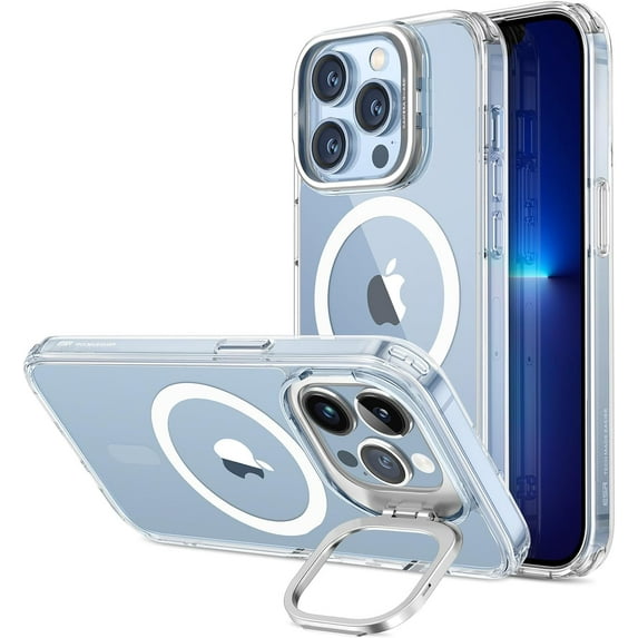 ESR iPhone 13 Pro Max Case with Stash Stand & Camera Control Button | MagSafe Compatible, Military-Grade Protective, Scratch-Resistant Back Cover, Clear