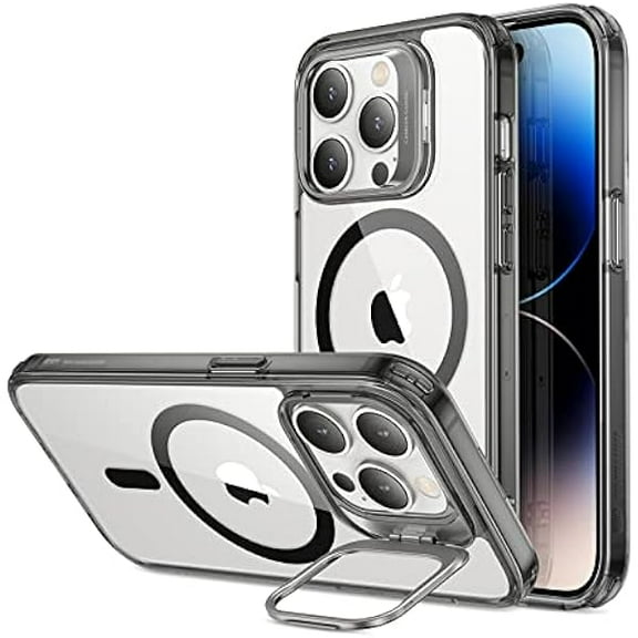 ESR for iPhone 14 Pro Case, Compatible with MagSafe, Built-in Camera Ring Stand, Military-Grade Protection, Magnetic Phone Case for iPhone 14 Pro, Classic Kickstand Case (HaloLock), Clear Black