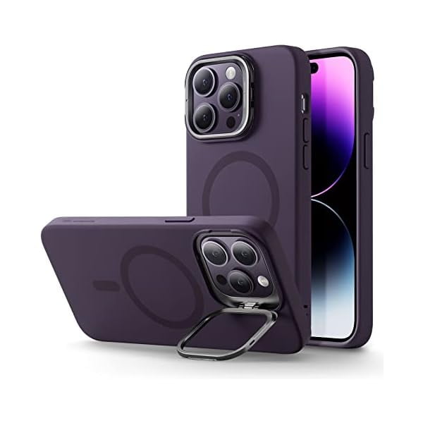 ESR for iPhone 14 Pro Max Case,Compatible with MagSafe Case with Silicone,Military-Grade Protection,Built-in Camera Ring Stand,Magnetic Phone Case for 14 Pro Max,Cloud Kickstand Case HaloLock Purple