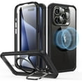 thumbnail image 1 of ESR for iPhone 14 Pro Max Case with Stand, Compatible MagSafe, Full-Body Military-Grade Drop Proof Built-in 9H+ Tempered Glass Screen Protector, Armor Series, Clear Black, 1 of 5