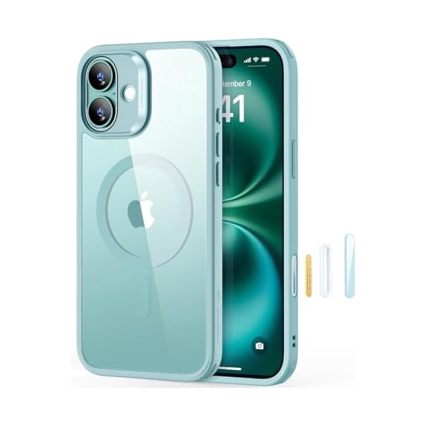ESR for iPhone 16 Plus Case, Compatible with MagSafe, Shockproof Military-Grade Protection, Magnetic Phone Case for iPhone 16 Plus, Classic Hybrid Case (HaloLock), Clear Green