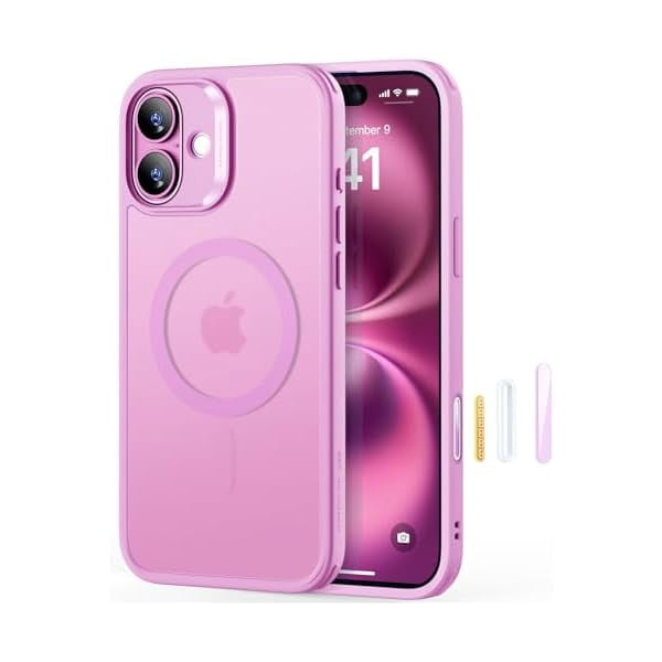 ESR for iPhone 16 PlusCase, Compatible with MagSafe, Shockproof Military-Grade Protection, Magnetic Phone Case for iPhone 16 Plus, Classic Hybrid Case (HaloLock), Frosted Pink