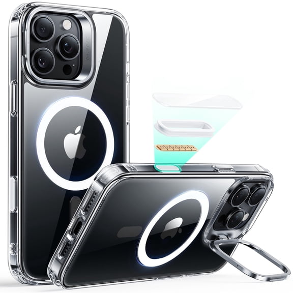 ESR Magnetic Case with Stash Stand Compatible with iPhone 16 Pro Max, Military-Grade Drop Protection & Camera Control Cover, MagSafe Compatible Scratch-Resistant, Clear