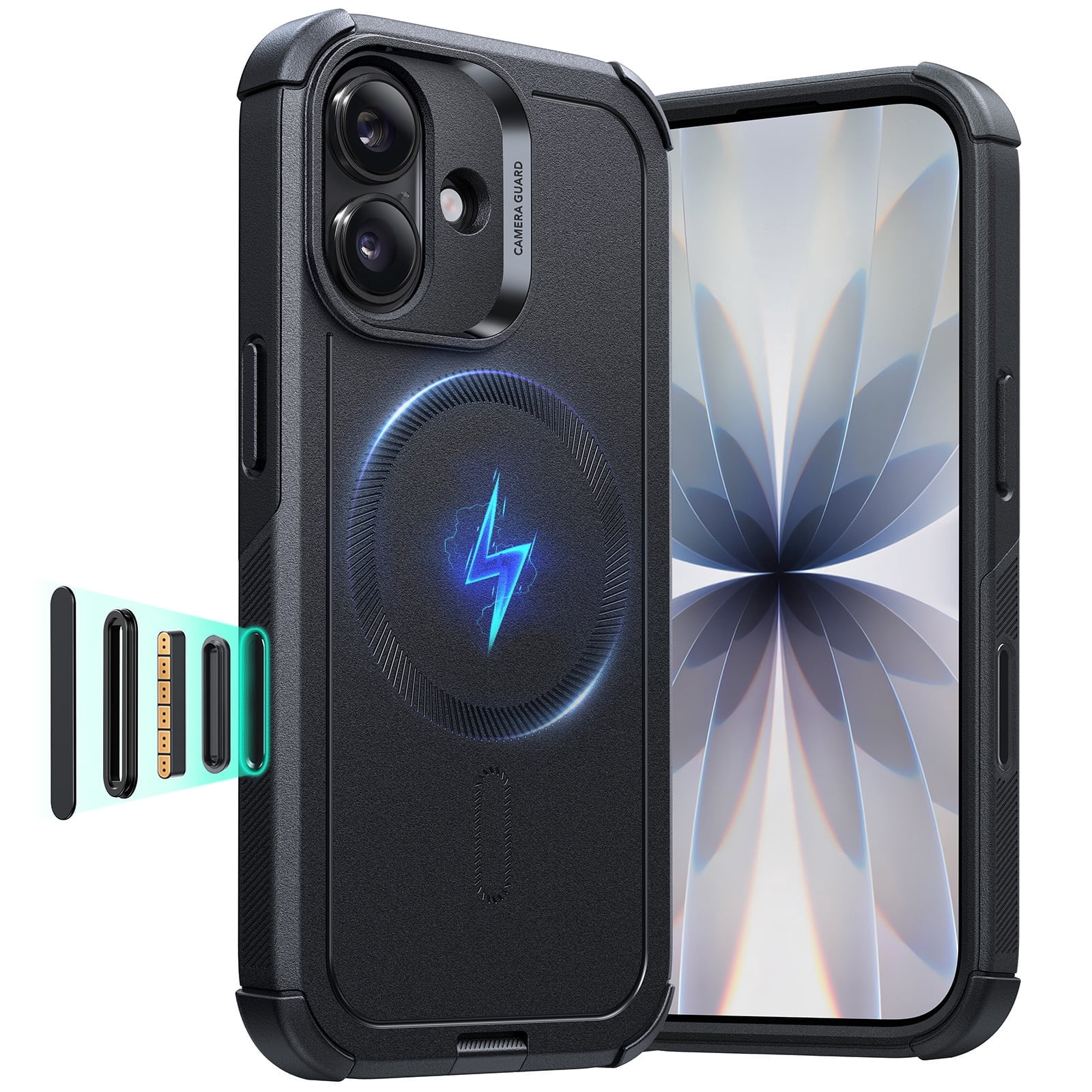 ESR Case Compatible with iPhone 17, 7X Military-Grade Drop Protection with Camera Control Button, MagSafe Compatible Shock-Absorbing Rugged Cover, Black