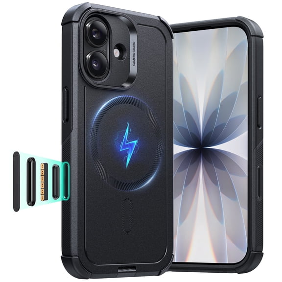 ESR Case Compatible with iPhone 17, 7X Military-Grade Drop Protection with Camera Control Button, MagSafe Compatible Shock-Absorbing Rugged Cover, Black