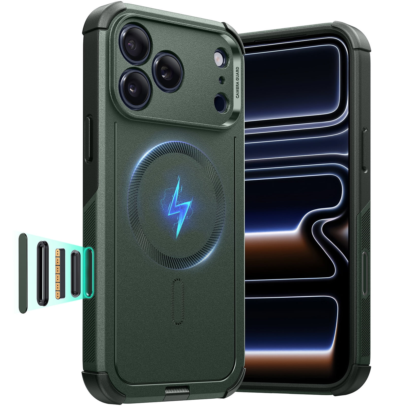 ESR iPhone 17 Pro Max Case with Camera Control Button, 7X Military-Grade Protection & MagSafe Compatible, Shock-Absorbing Rugged Cover, Olive Green