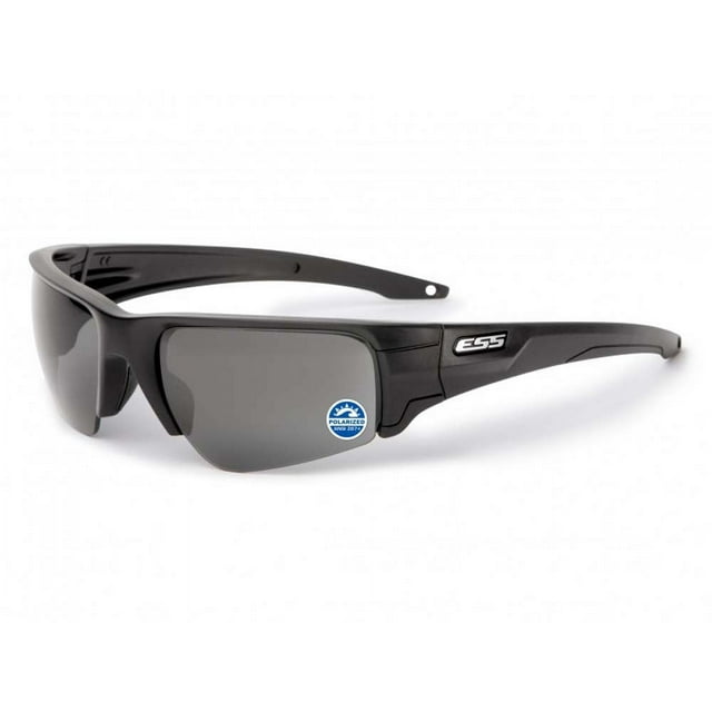 ESS Sunglasses Crossbow Black Silver Logo Polarized Mirrored Gray Lens
