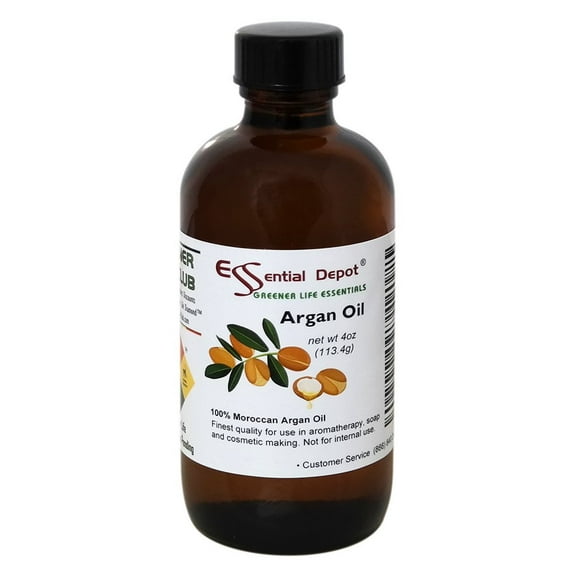 ESSENTIAL DEPOT Argan Oil - 4 oz - 100% Pure - Used for Skin and Hair Care - GC/MS Tested - Skin Safe - Supplied in 4 oz. Amber Glass Bottle with Black Phenolic Cone Lined and Safety Sealed Cap