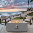 thumbnail image 1 of ESSENTIAL LOUNGER 35 inch Square Propane Fire Pit Table, 50,000 BTU Outdoor Concrete Firepit Table for Garden＆Patio, with Glass Wind Guard, Propane Tank Metal Stand and Waterproof Cover, Grey, 1 of 15