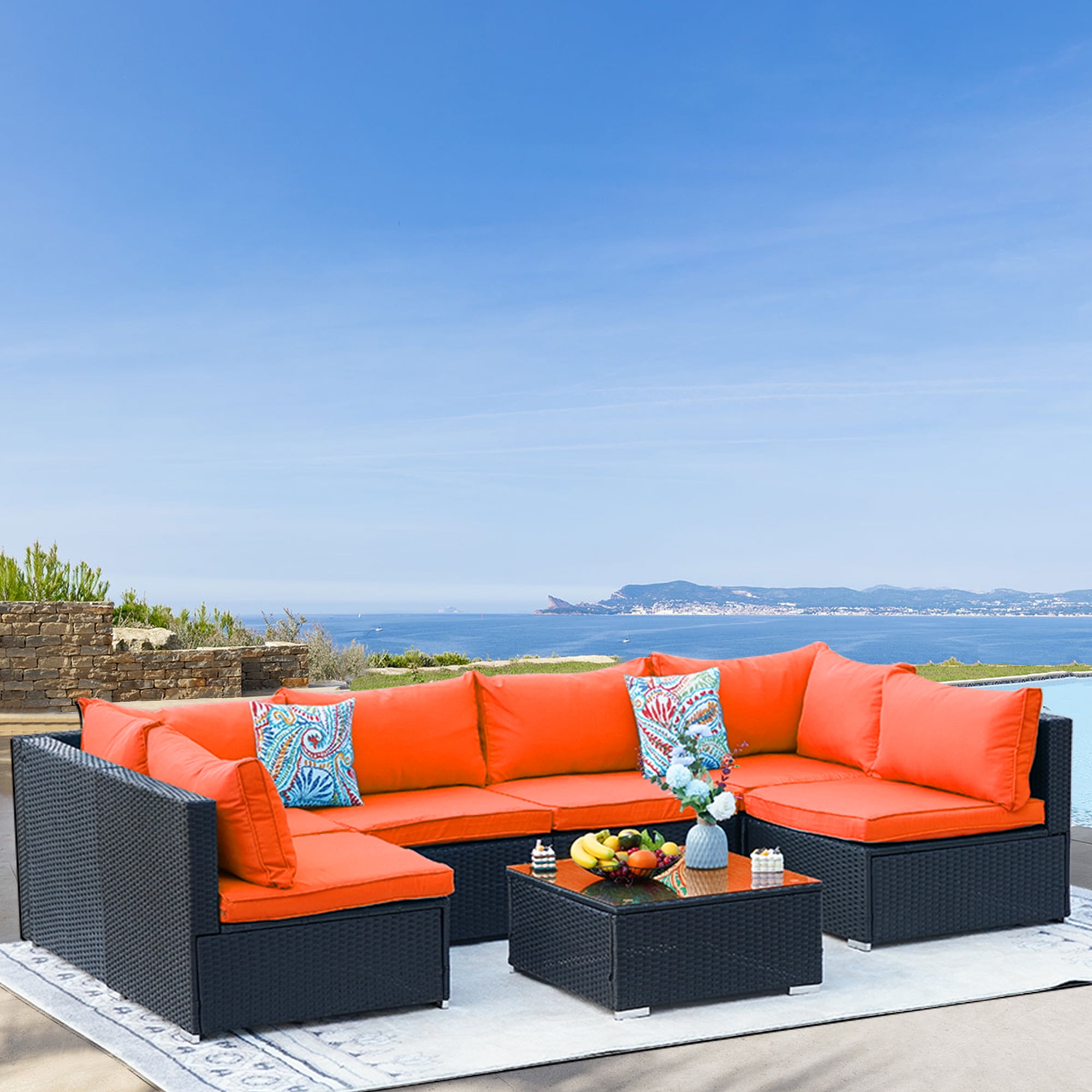 7-Piece Outdoor Sectional Sofa Set with Cushion and Jamaica Ubuy