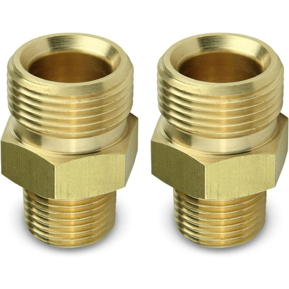 ESSENTIAL WASHER 3/8'' NPT Male to M22 14mm Adapter Male | Power Washer Coupling | Pressure Washer Adapter | Brass Male Pipe Thread 4500 PSI | 2 Pack