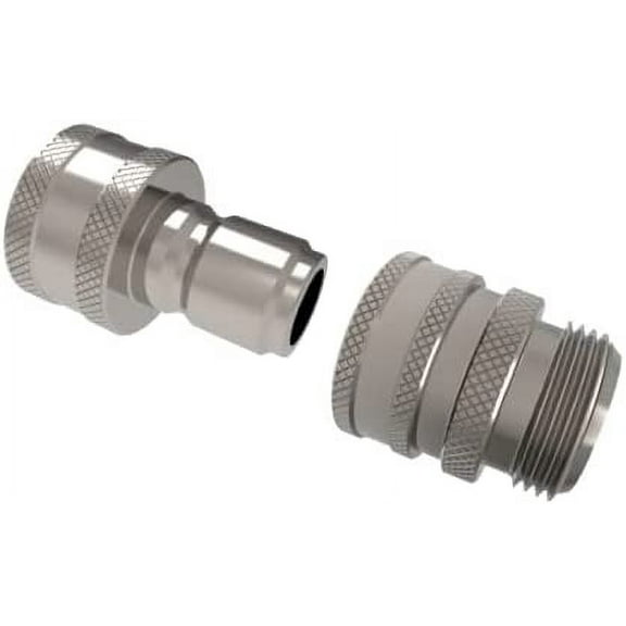 New Garden Hose Stainless Steel ¾” Quick Connect Fitting Plug & Coupler Set of 1
