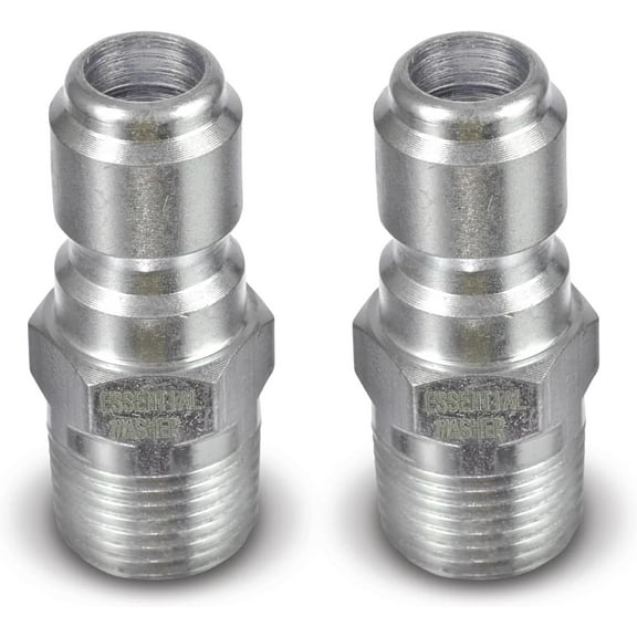 ESSENTIAL WASHER Plated Steel 3/8" Male Quick Connect Fittings Pressure Washer - Pressure Washer Plugs, 4200 PSI, 2 Pack