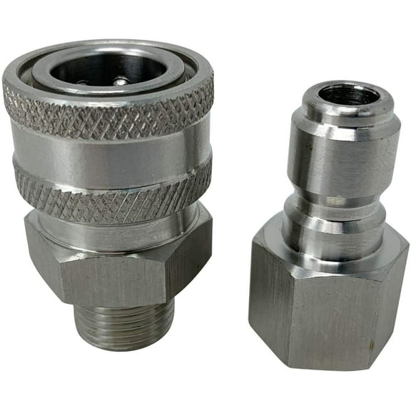 ESSENTIAL WASHER Pressure Washer Fittings Stainless Steel Quick Connect Coupler Socket/Plug Adapter Set (QC Socket/Plug Set - 3/8 Inch (M-NPT/F-NPT))