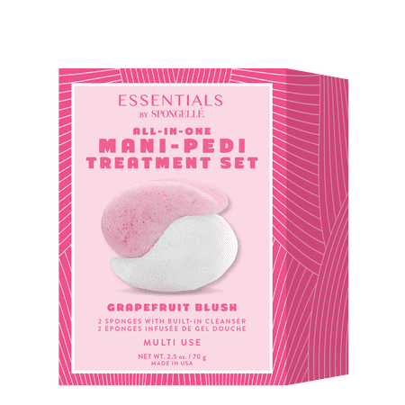Essentials by Spongelle Grapefruit Blush Mani/Pedi Buffer Set - 2-Piece Exfoliating and Cleansing Beauty Treatment