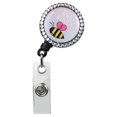 thumbnail image 1 of ESSENTIALS Brand Women's Adult Bee Kind Sparkle Badge Reel with Yellow Bee Design on White Background, 1 of 2