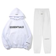 BITUSIM ESSENTIALS Casual Oversized Hoodie, With Label Rubber Letter Cotton Pullover Sweatshirt for Men Women,Stylish Perfect Streetwear Casual Outfits,White Set,S