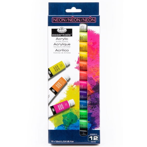 Royal & Langnickel Essentials Neon Acrylic Paint Set, 12-Piece Artist Pack