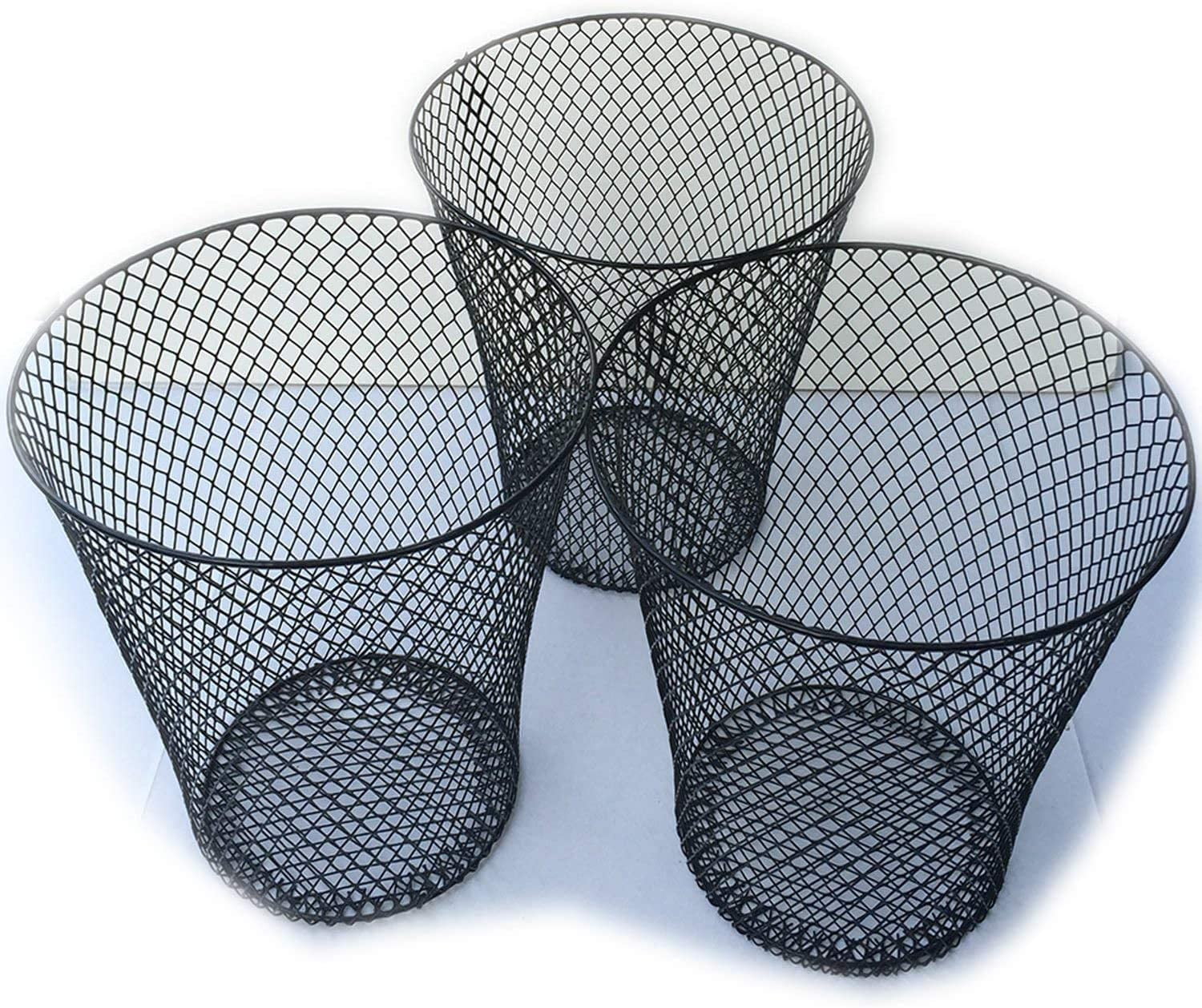 ESSENTIALS Wire Mesh Round Waste Basket Trash Can Mesh Round Open Top