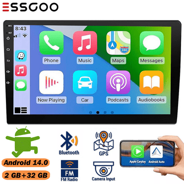 ESSGOO Double Din 10" Car stereo Radio,2+32GB Android 14.0 Touch Screen Car Radio, Wireless Apple Carplay & Android Auto, Support Rear Camera Mirror Link Bluetooth Wifi, New