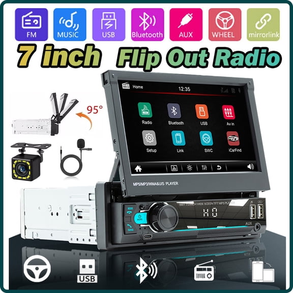 ESSGOO Double Din 7" Car Stereo Radio Wireless Apple/Android CarPlay with 5.1 Bluetooth with 12 LED Camera, Mirror Link, Touch Screen FM Radio, Microphone