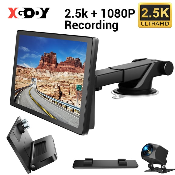 7 Inch Dash Cam 2.5K IPS Touchscreen Wireless Apple Carplay Car Stereo Front and Rear Bluetooth Dual Dash Cam Car Camera for SUV Driving Recorder Camara