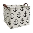 thumbnail image 1 of ESSME Cube Storage Bins, Cotton Fabric Laundry Baskets, Collapsible Waterproof Toy Storage Bin with Handles, 13"Hx 13"Wx 13"L Storage Bins for Family Storage, Laundry Basket ( Square - Black Anchor ), 1 of 6