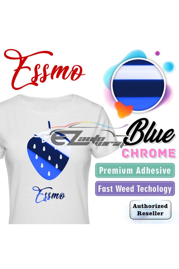 Blue Chrome Heat Transfer Vinyl HTV Sheet T-Shirt 20" Wide Iron On Heat Press 20"x12"