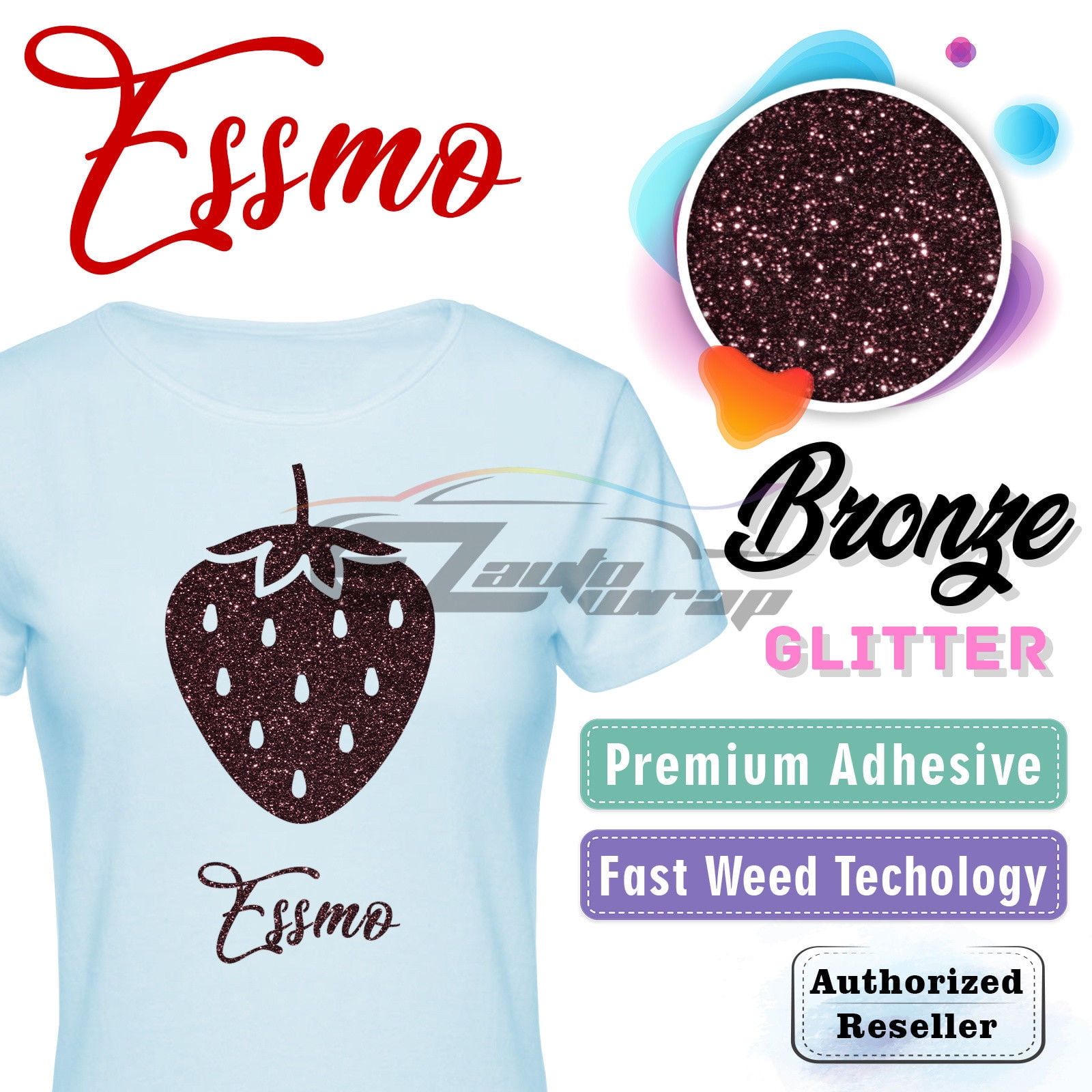 ESSMO Bronze Glitter Heat Transfer Vinyl HTV Sheet T-Shirt 20" Wide Iron On Heat Press DG14 20"x108"