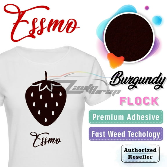 ESSMO Burgundy Flock Heat Transfer Vinyl HTV Sheet T-Shirt 20" Wide Iron On Heat Press DF17 20"x12"