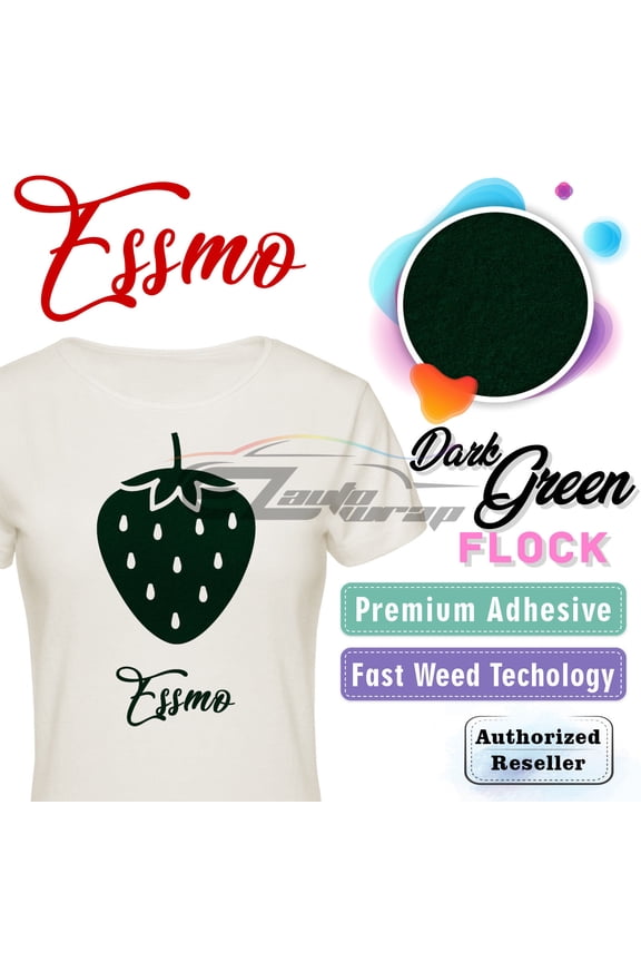 Dark Green Flock Heat Transfer Vinyl HTV Sheet T-Shirt 20" Wide Iron On Heat Press DF10 20"x12"