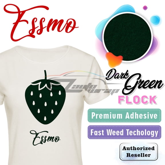 ESSMO Dark Green Flock Heat Transfer Vinyl HTV Sheet T-Shirt 20" Wide Iron On Heat Press DF10 20"x24"