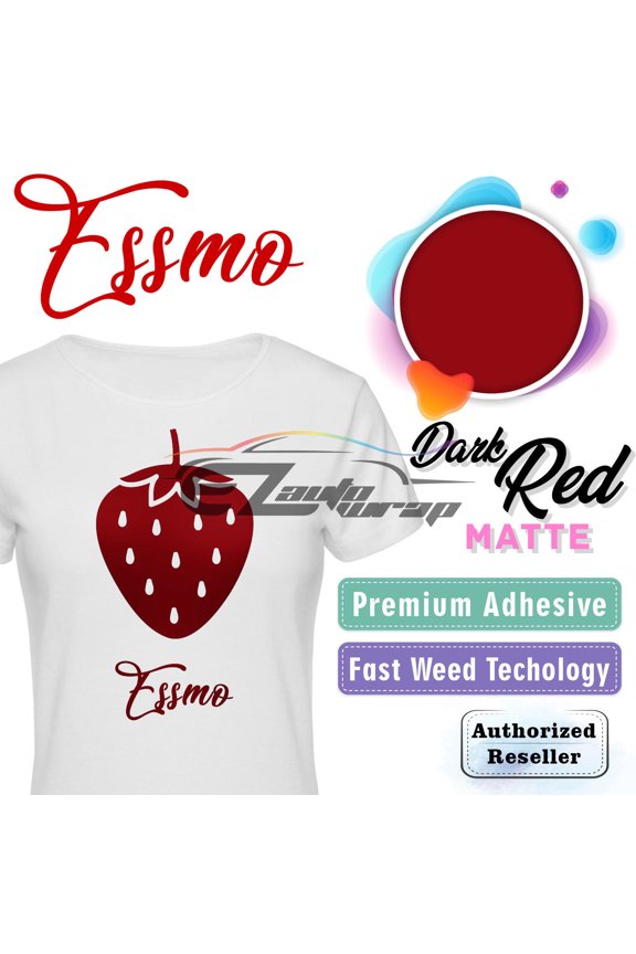 Dark Red Matte Solid Heat Transfer Vinyl HTV Sheet T-Shirt 20" Wide Iron On Heat Press DP06 20"x12"