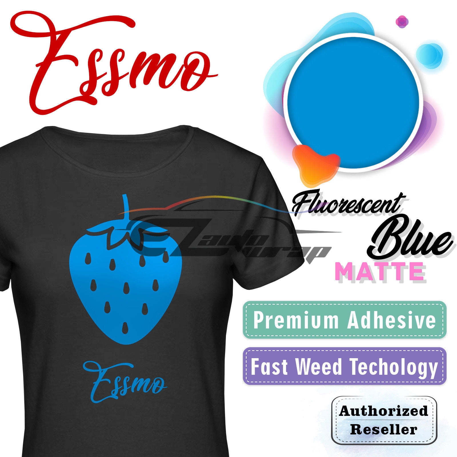 ESSMO Fluorescent Blue Matte Solid Heat Transfer Vinyl HTV Sheet T-Shirt 20" Wide Iron On Heat Press DP30 20"x84"