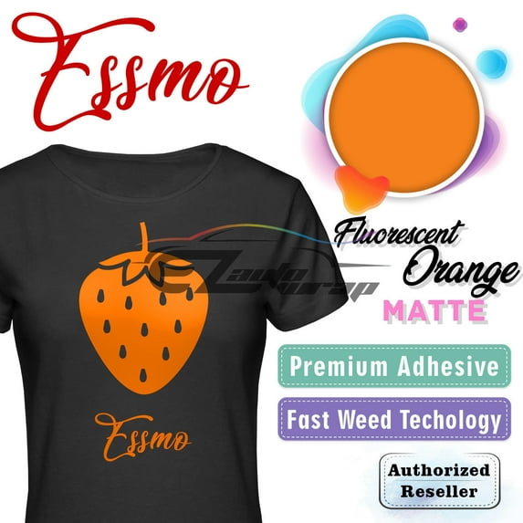 ESSMO Fluorescent Orange Matte Solid Heat Transfer Vinyl HTV Sheet T-Shirt 20" Wide Iron On Heat Press DP27 20"x12"