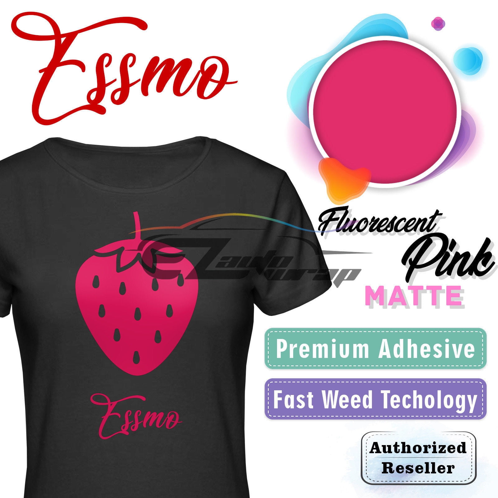 ESSMO Fluorescent Pink Matte Solid Heat Transfer Vinyl HTV Sheet T-Shirt 20" Wide Iron On Heat Press DP28 20"x84"