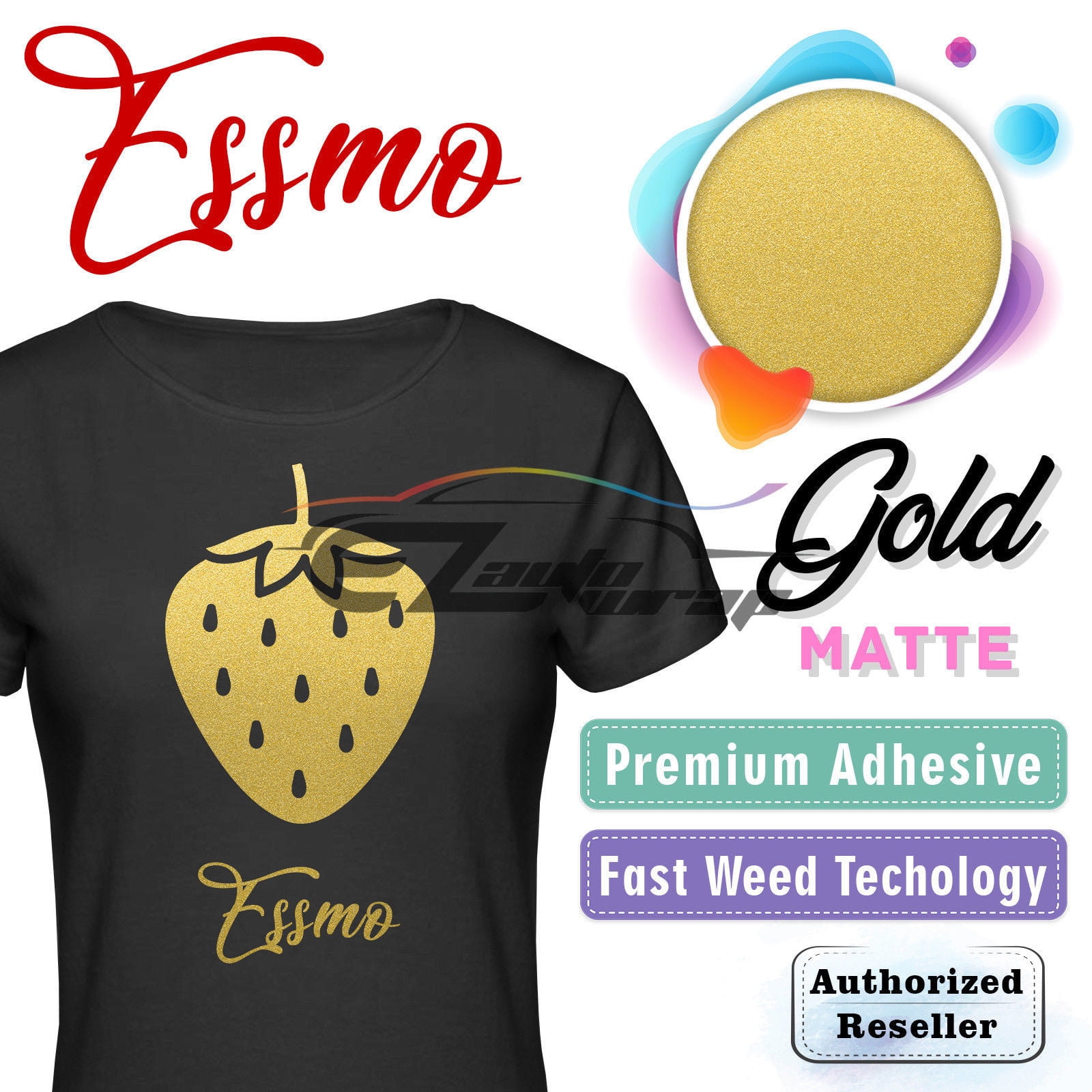 ESSMO GOLD Matte Solid Heat Transfer Vinyl HTV Sheet T-Shirt 20" Wide Iron On Heat Press DP03 20"x120"