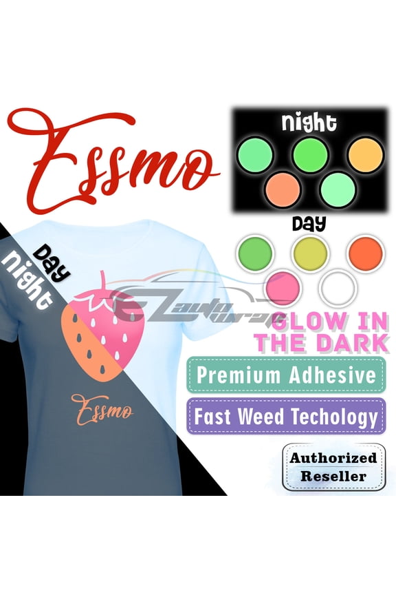 ™ Glow in The Dark Pink Transfer Vinyl HTV T-Shirt 20" Wide Roll Iron Heat Press GD04 20"x12"