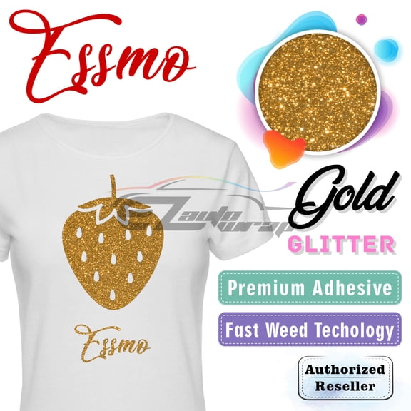 ESSMO Gold Glitter Heat Transfer Vinyl HTV Sheet T-Shirt 20" Wide Iron On Heat Press DG03 20"x12"