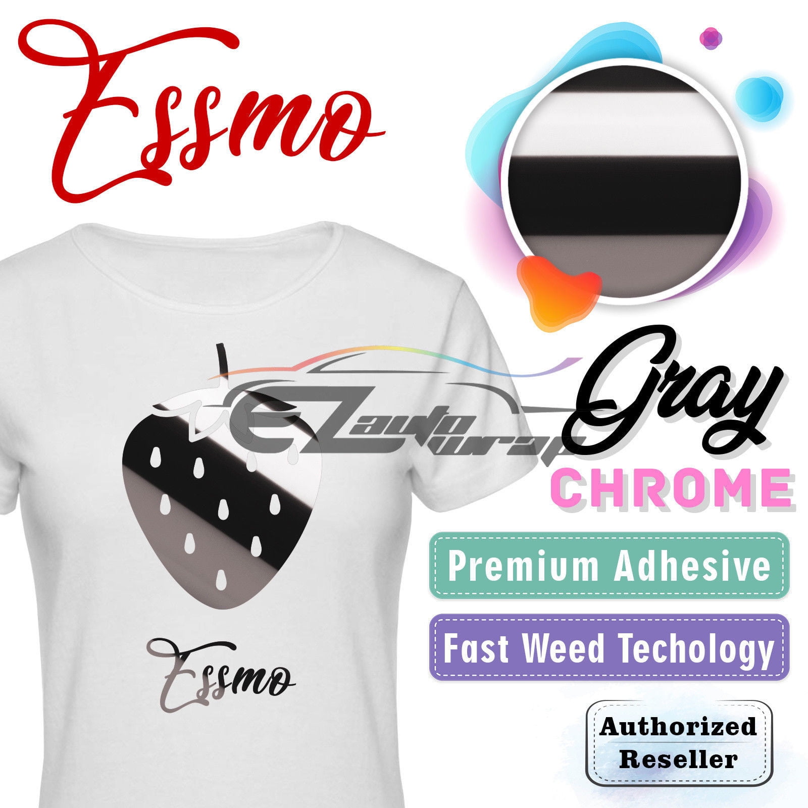ESSMO Gray Chrome Heat Transfer Vinyl HTV Sheet T-Shirt 20" Wide Iron On Heat Press 20"x96"